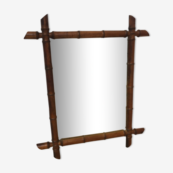 Miroir bambou ancien 66 cm x 54 cm