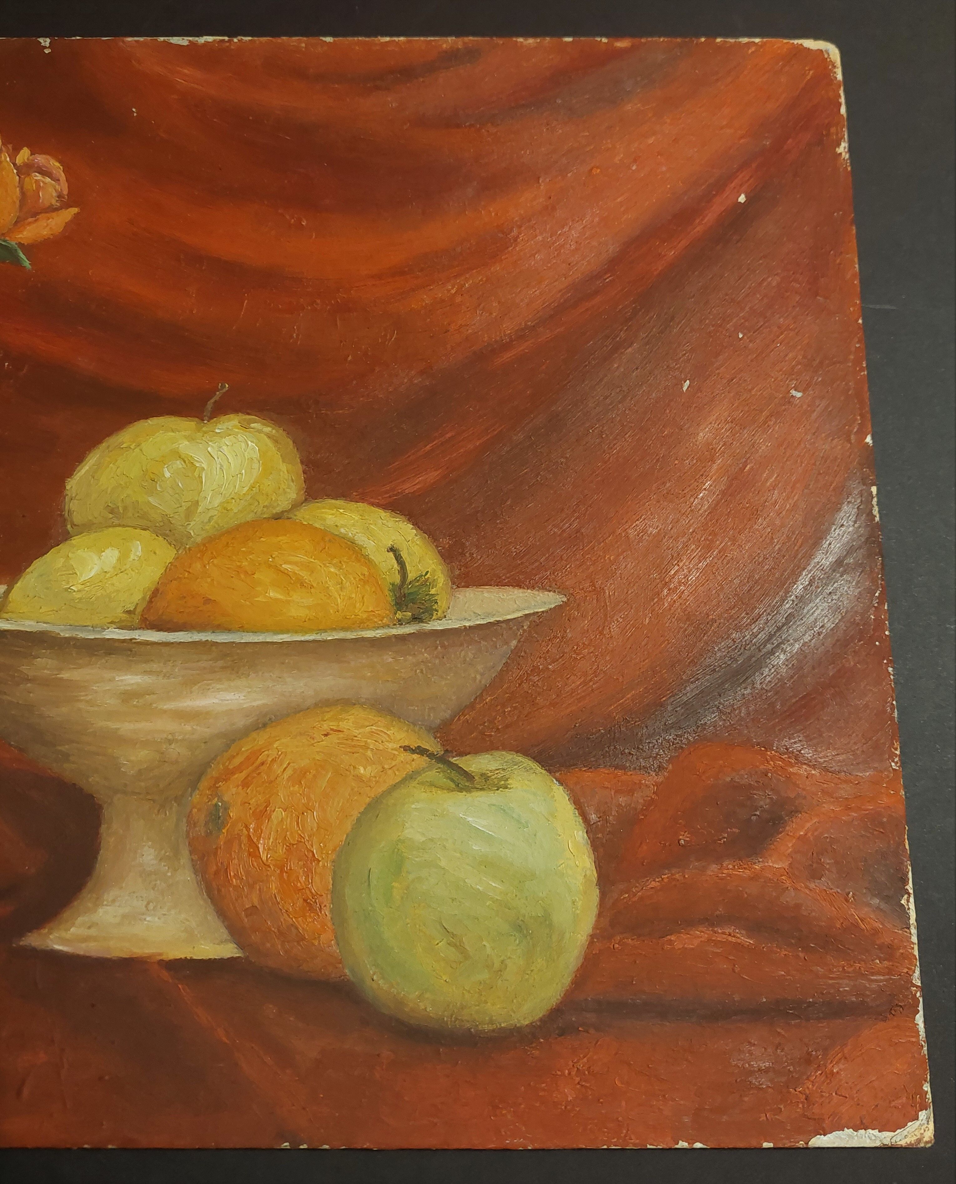 Painting oil on cardboard still life