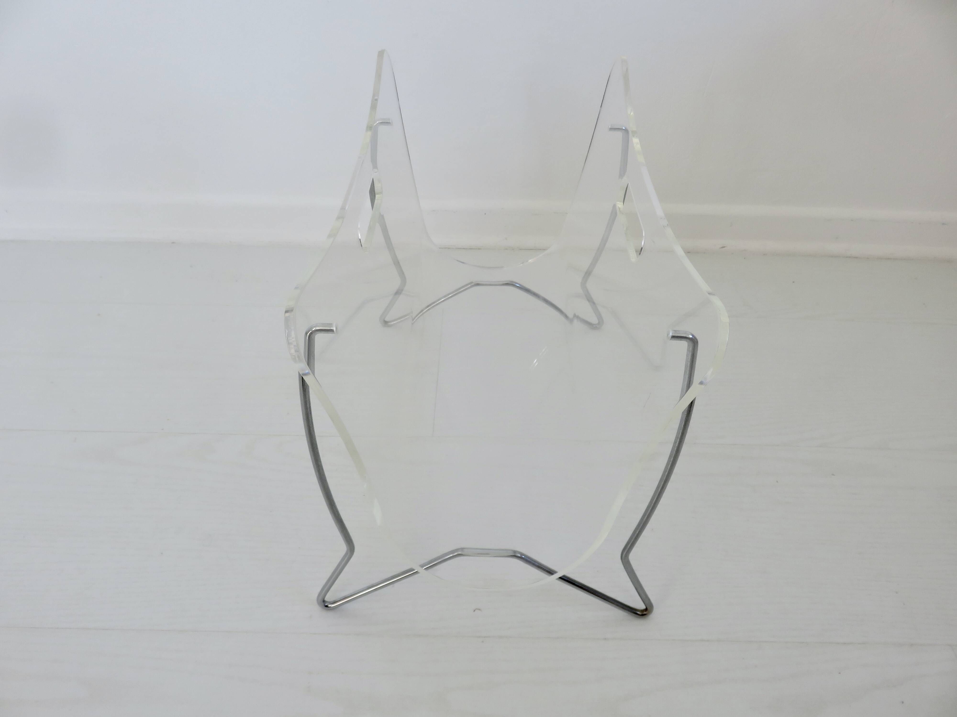 Magazine rack for Roche Bobois in plexiglass and chromed metal, 1970