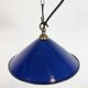 Suspension industrielle en émail bleu cobalt, années 1950