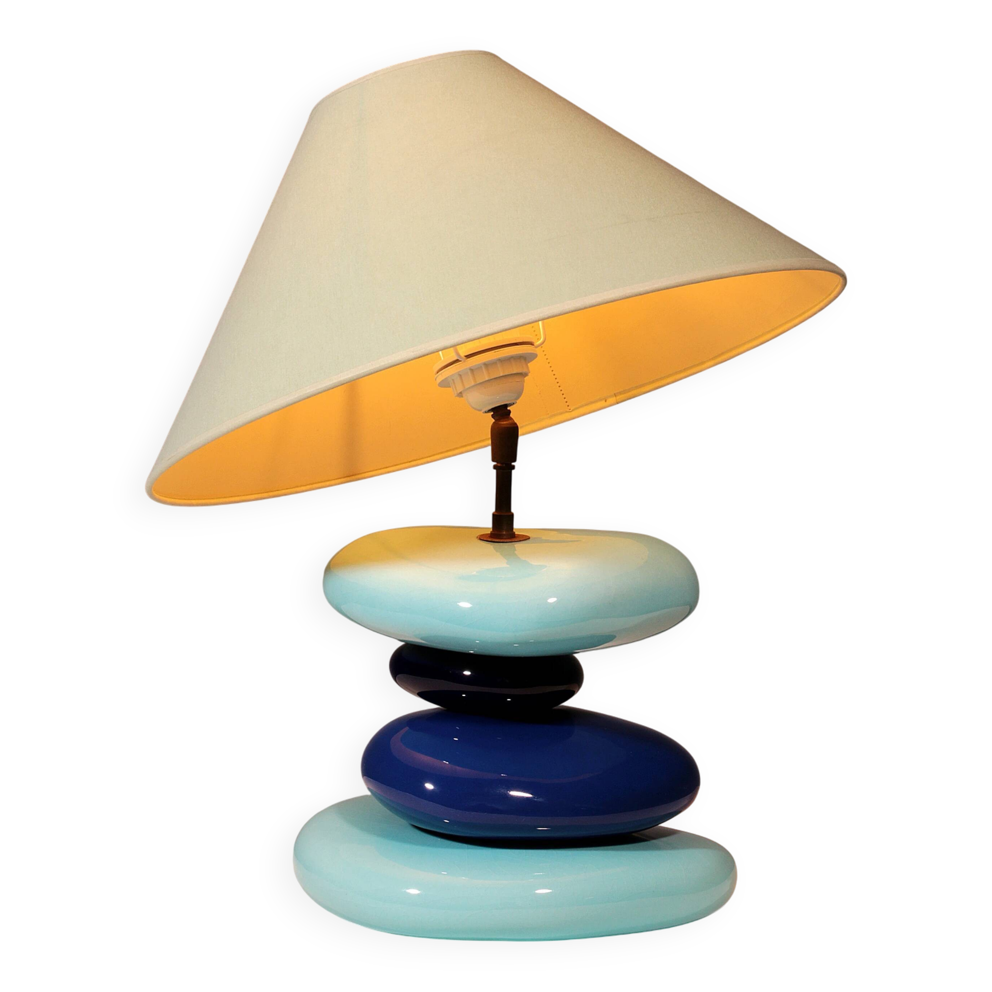 France pebble table lamp by François Chatain, 1980s