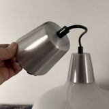 Vintage pendant light in white and silver opaline