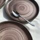 4 assiettes dessert grès artisanal grès brun rose