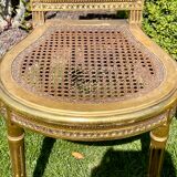 Pair of Golden Wood Chairs - Louis XVI Style Cannage