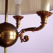 French antique empire style 4 light chandelier pleated cream fabric shade 4311