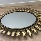 Deknudt 1950 large golden oval mirror  - 70x56cm