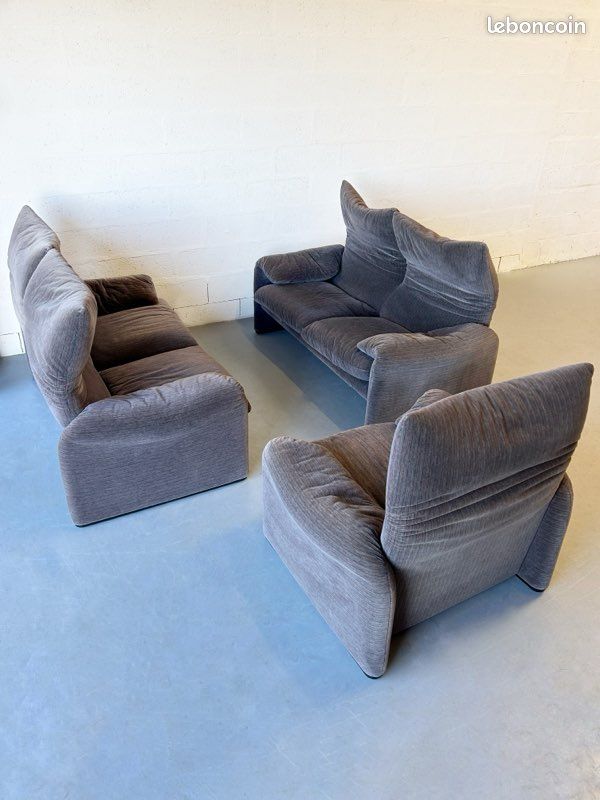 Vintage Cassina Maralunga Sofa Set