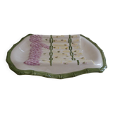 Plate of asparagus with a sauce.