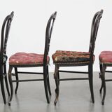 Set of 4 antique French Napoleon III chairs inlaid with mother-of-pearl