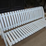 Banc de Jardin pliant en hêtre laqué blanc d'origine vintage  1950