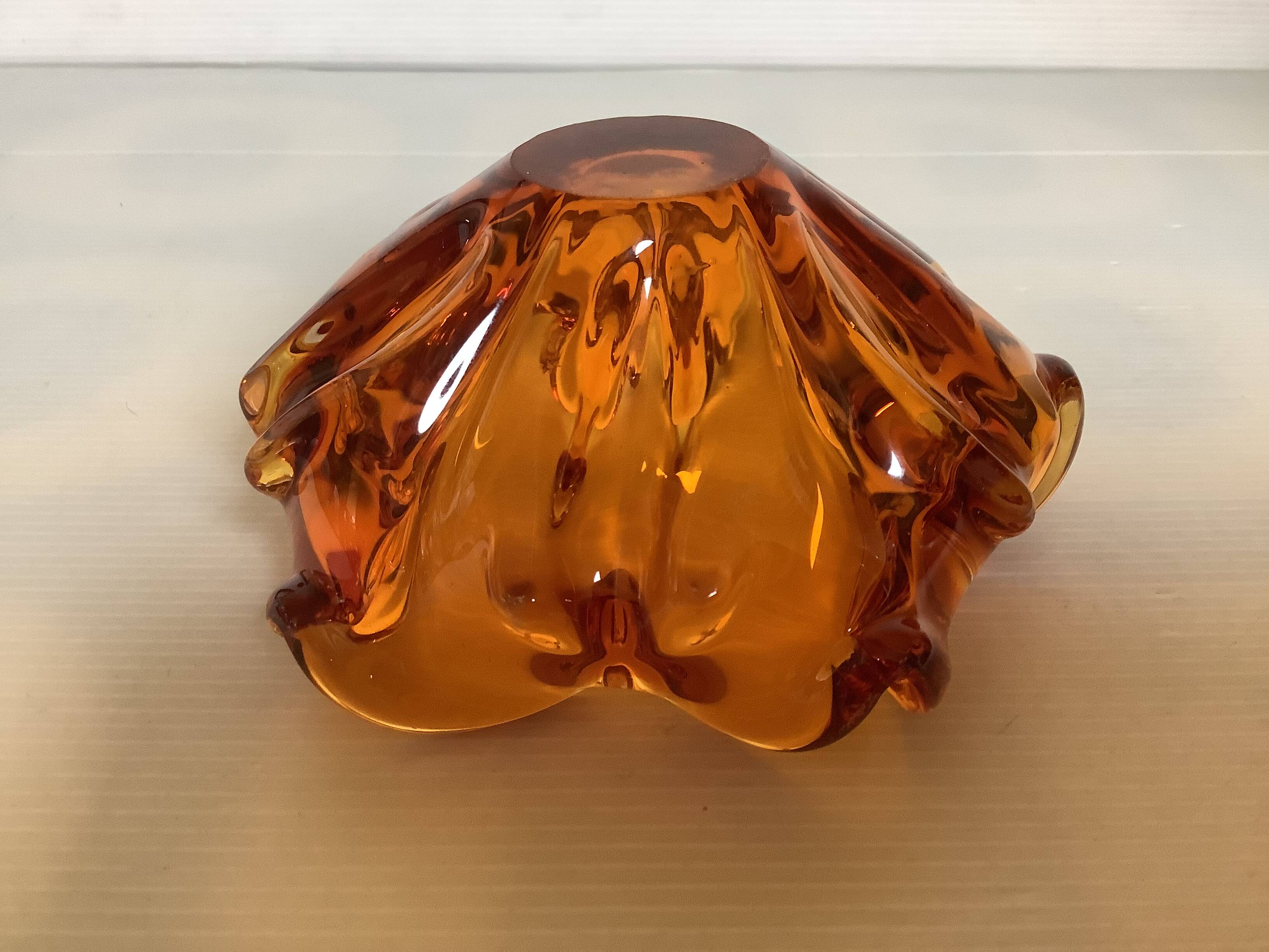 Yellow Murano style ashtray pocket tray