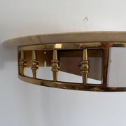 Floating wall console with drawer, brass body and marble top, 1960s, Italy
