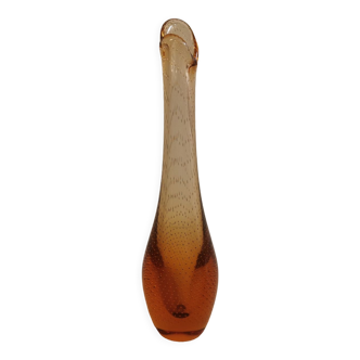 Vase orchidée orange doré de Kastrup Glassworks des années 1950