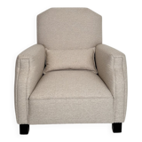 Vintage German Art Deco Armhair in White Fabric, 1920s