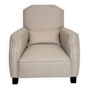 Fauteuil Art Déco allemand en tissu blanc, années 1920