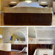 Bed with integrated bedside in rosewood and parchment, art deco period, twentieth century