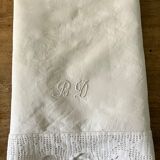 Antique linen, sheet with monogram and lace