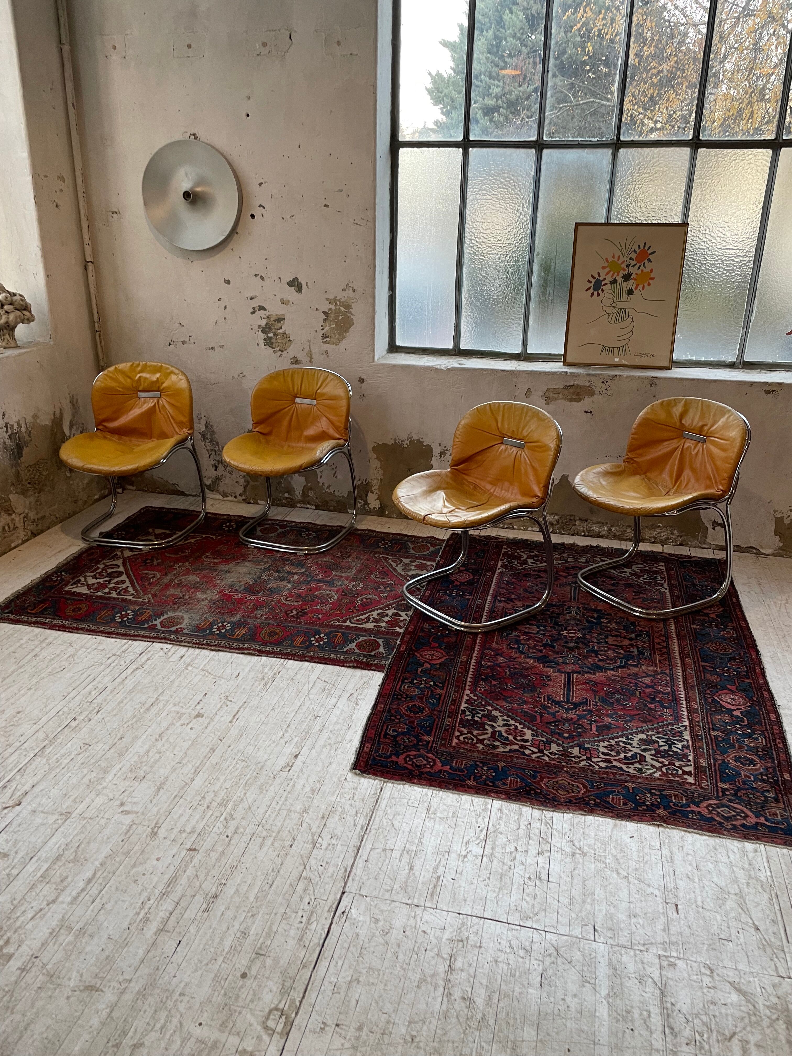 4 chairs Rinaldi "Sabrina" yellow leather