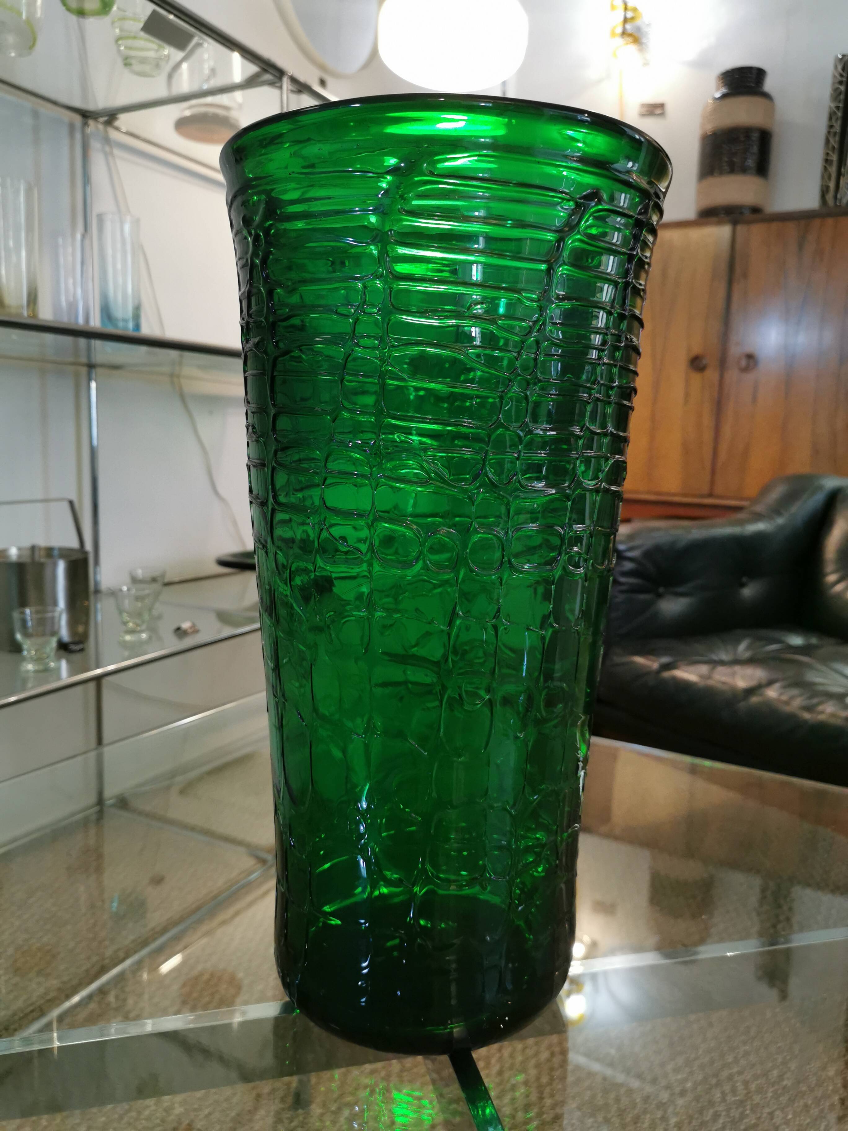 Vintage XXL glass vase with “Croc” print
