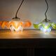 "Oriental Tulips" light suspension - blown glass in pink-orange