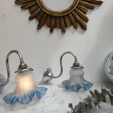 2 blue swan collar sconces