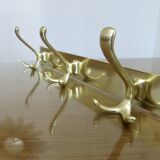 Large wall-mounted coat rack in gold aluminum, 60s-70s