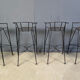 Tabourets de bar vintage en fer forgé et rotin, ensemble de 4 - années 1970