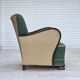1960s, Danish armchair, green and beige furniture wool.