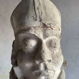 Set of two natural white plaster sculptures by Walter De Buck — figurative folkloric pair