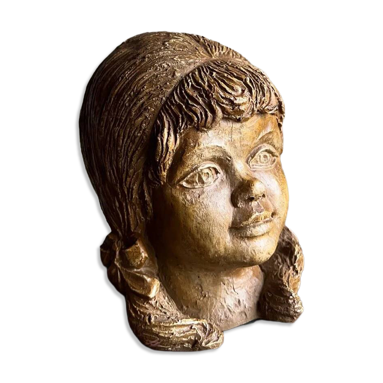Stoneware head of a girl sculpture | Netherlands | 1970s