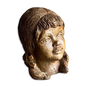 Stoneware head of a girl sculpture | Netherlands | 1970s