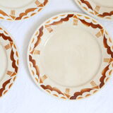 Set of 7 flat plates badonviller, nanteuil, vintage french, authentic, rare, countryside