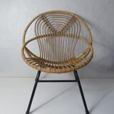 Armchair rattan shell metal
