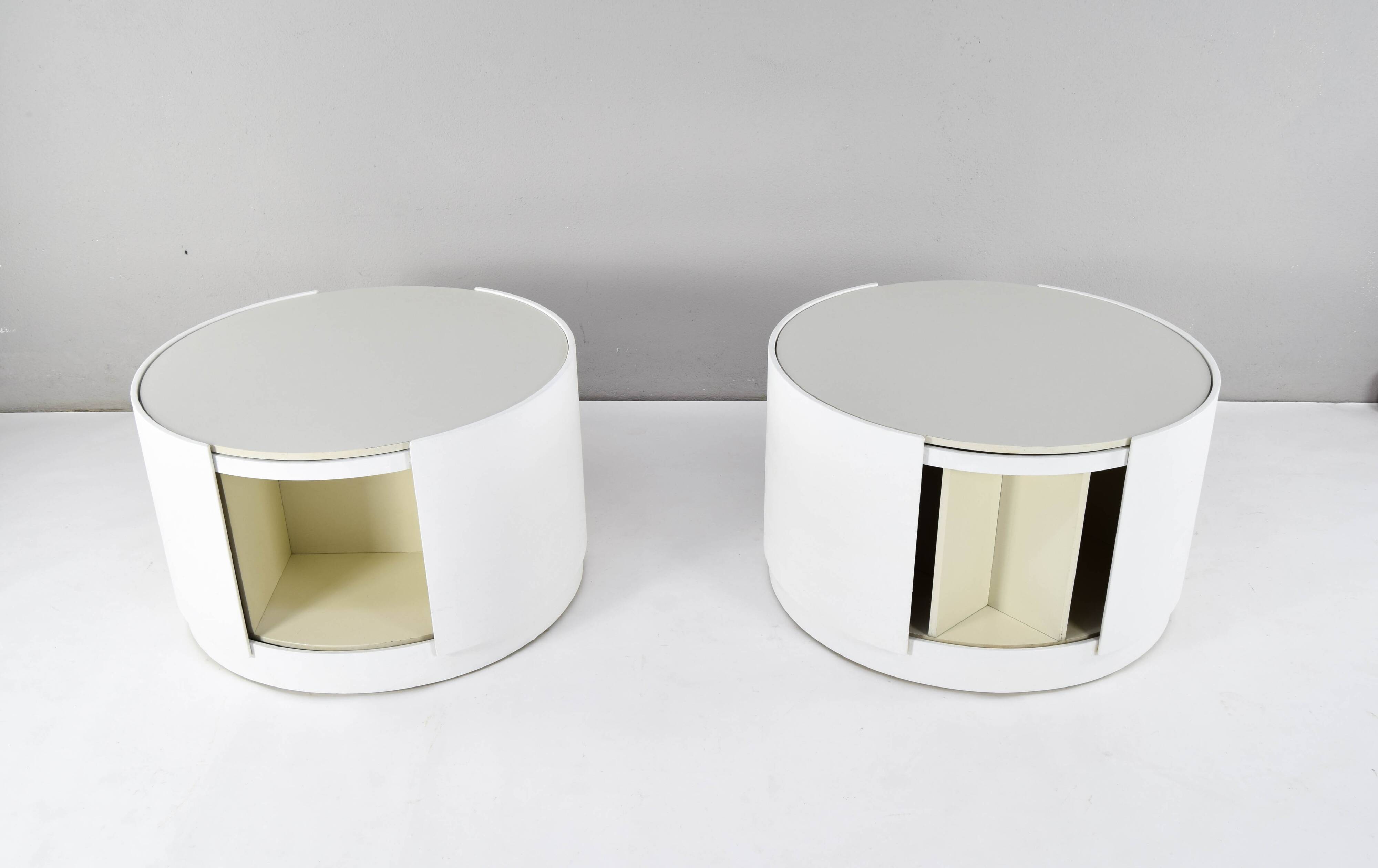 Set of Two Eugenio Gerli Tavolino container girevole T128 Revolver Italy 1969