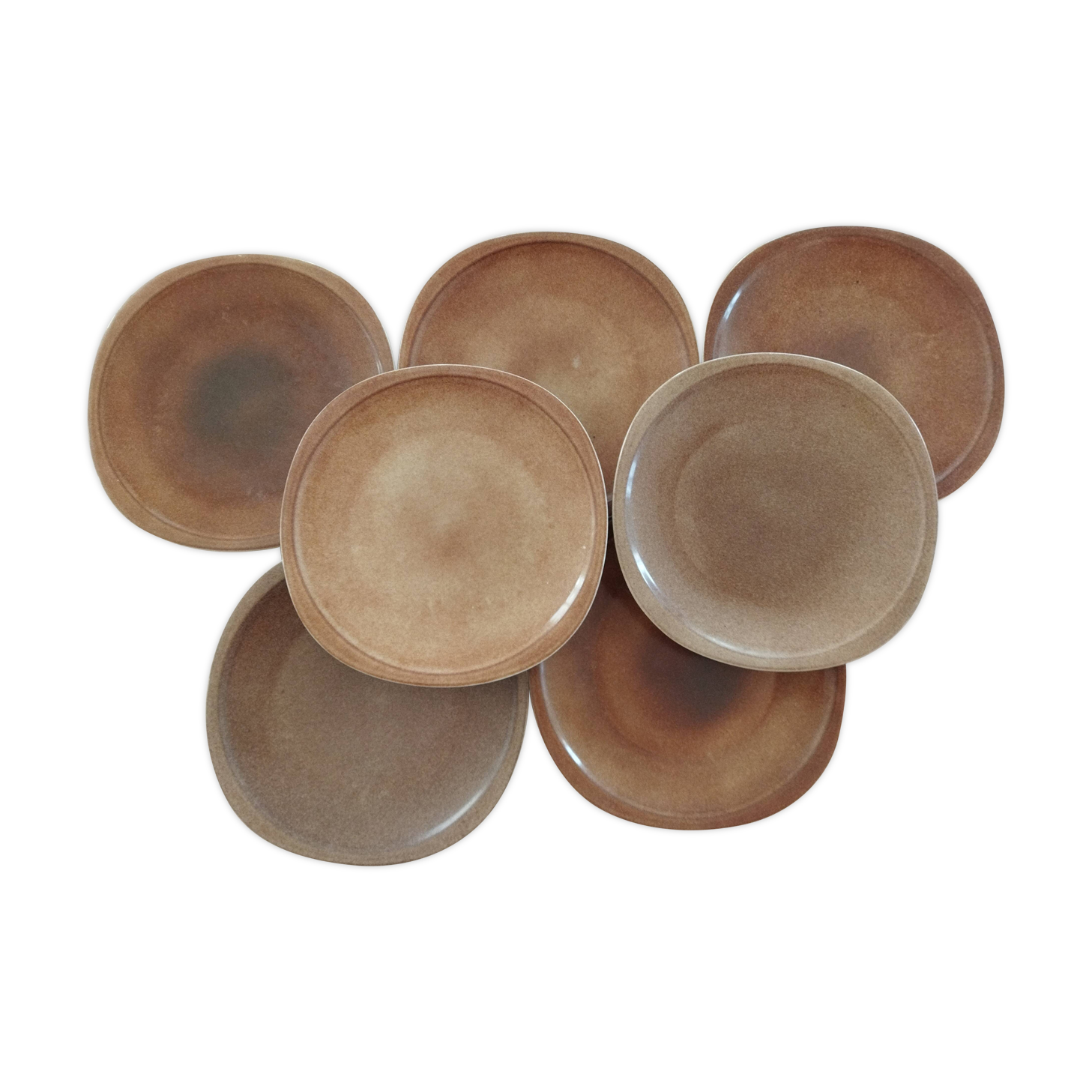 7 sandstone enamel dinner plates Sologne Porcelain