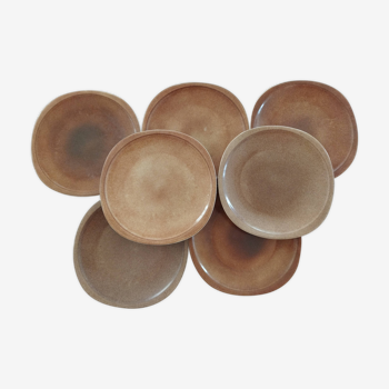 7 sandstone enamel dinner plates Sologne Porcelain