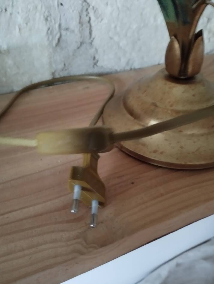 Lampe fleur vintage en laiton et verre
