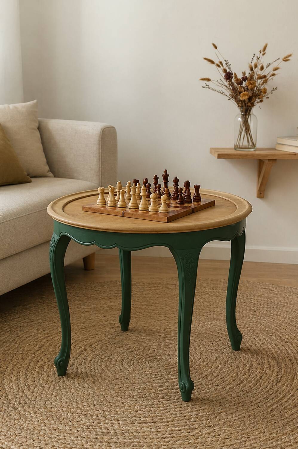 Vintage Louis XV style guéridon in renovated oak.
