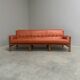 Brutalist, Brazilian style leather lounge sofa, 1960s