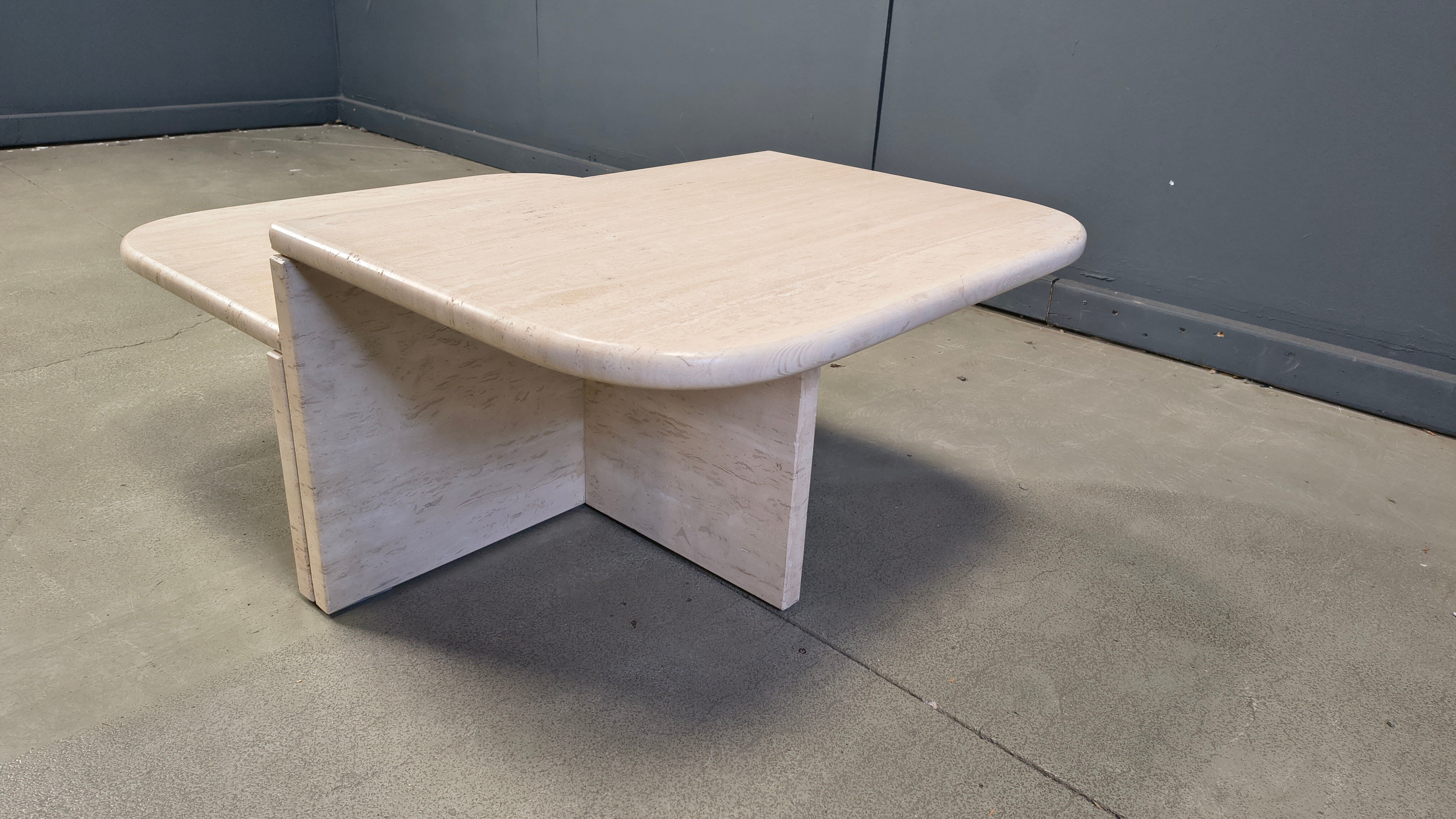 Pair of vintage travertine coffee tables or side tables, 1970s