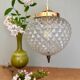 Vintage diamond-point glass globe pendant light