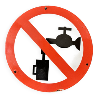 Panneau d'avertissement de ne pas boire d'eau, panneaux en émail industriels européens vintage, décoration