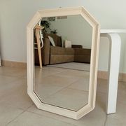Vintage octagonal white lacquered mirror