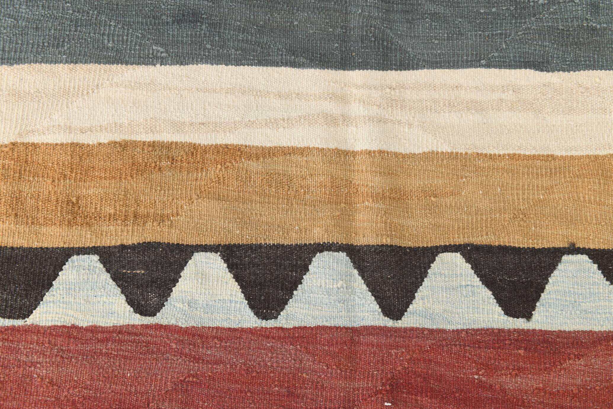 Turkish Mid Century Modern Vintage Kilim Rug, 268x356Cm