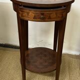 Pedestal table / Round seat in wood marquetry