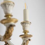 Pair of Louis XVI style wall lights in gilded and lacquered wood. Circa 1900.