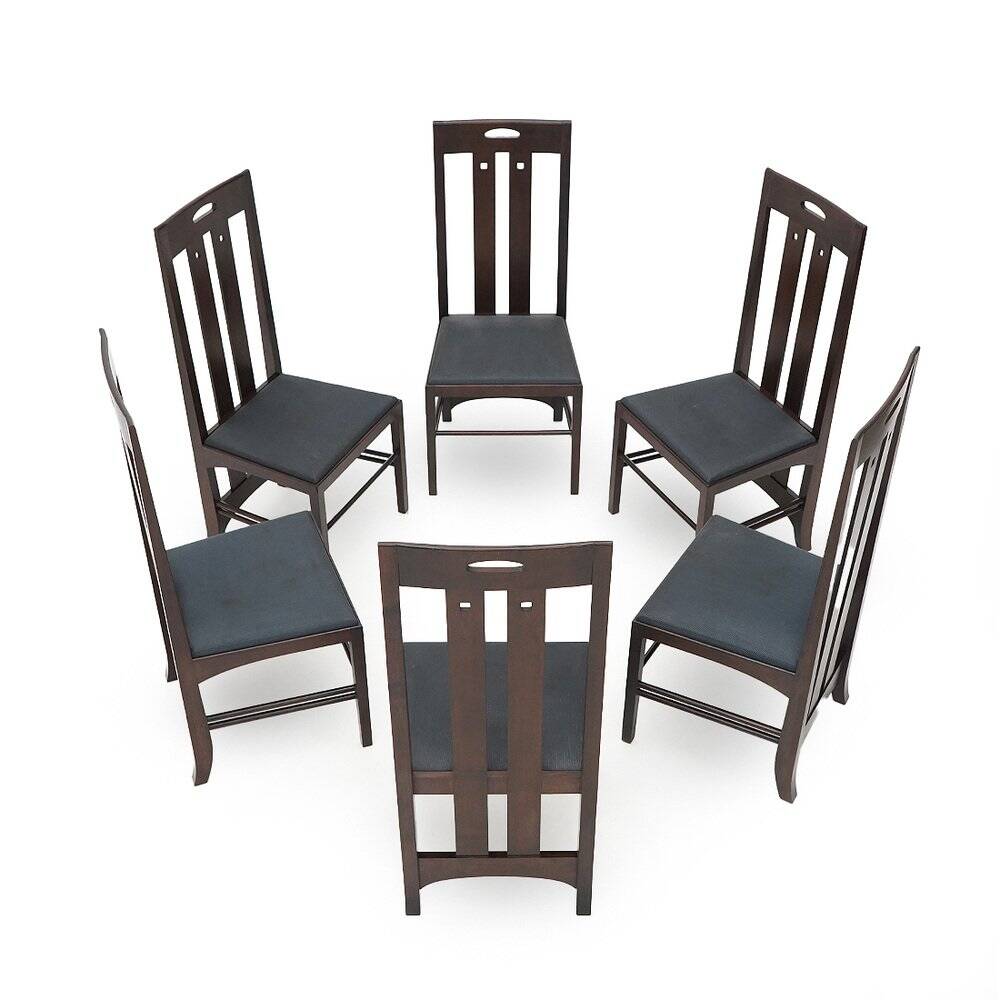 Ingram chairs by Charles Rennie Mackintosh for Cassina, 1980s, set of 6.