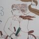 Alekos FASSIANOS: Elegant man on a bicycle, signed lithograph.