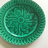 4 assiettes en barbotine verte