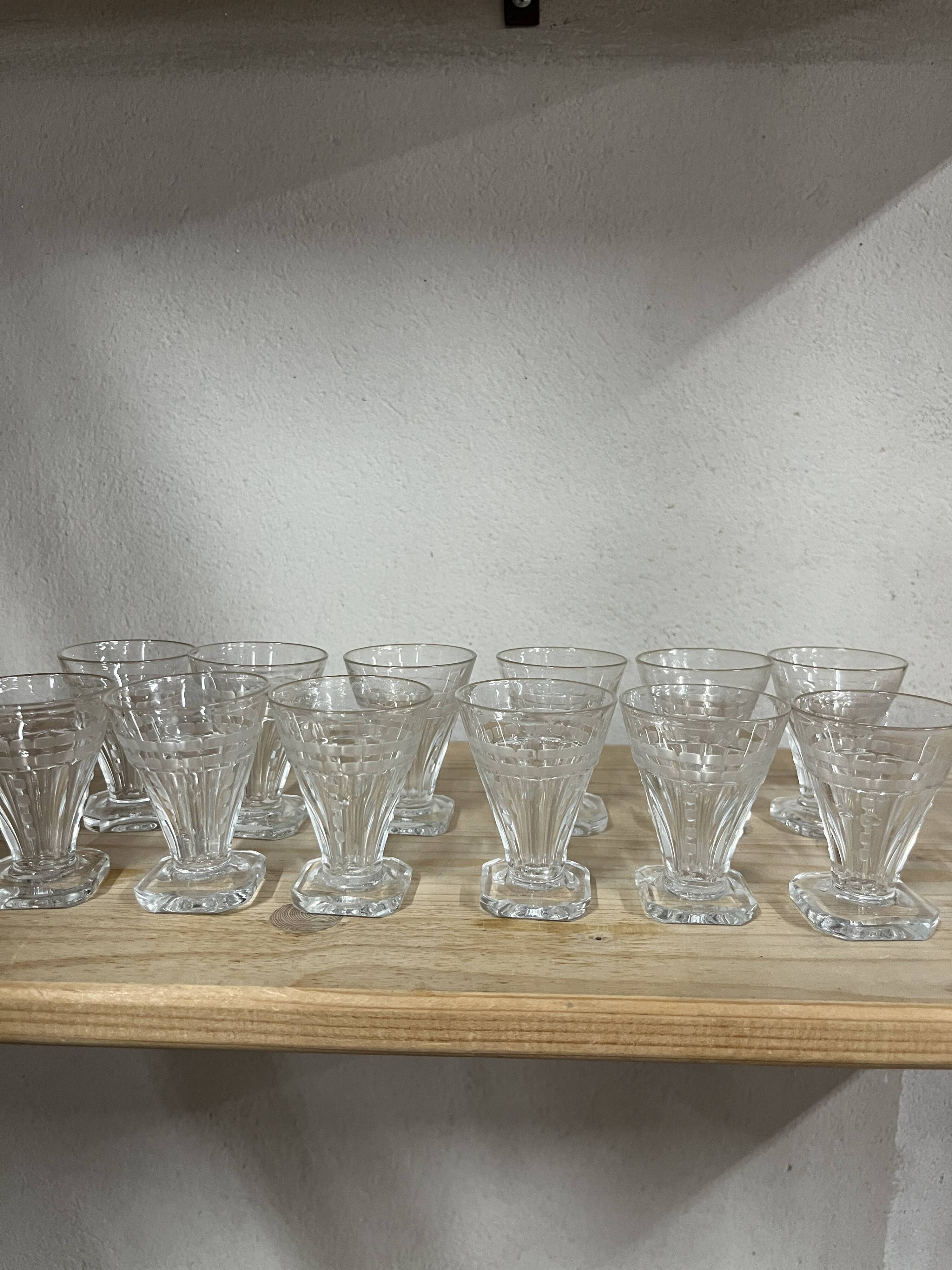 12 Art Deco Crystal Liqueur or Aperitif Glasses